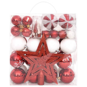 Weihnachtskugel Set Rot Weiß 64-teilig