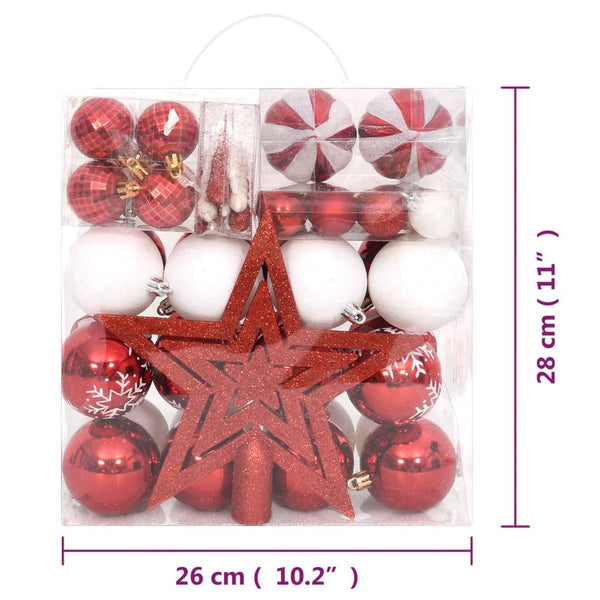 Weihnachtskugel Set Rot Weiß 64-teilig