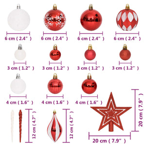 Weihnachtskugel Set Rot Weiß 64-teilig