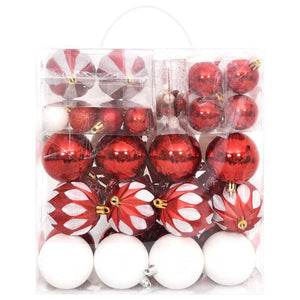 Weihnachtskugel Set Rot Weiß 64-teilig