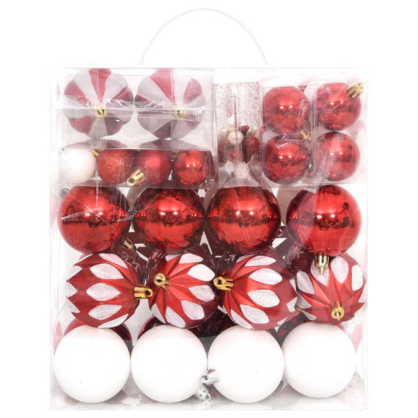 Weihnachtskugel Set Rot Weiß 64-teilig