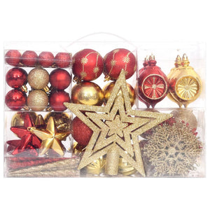 108-tlg. Weihnachtsbaumkugel Set Gold & Rot
