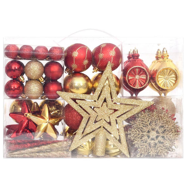 108-tlg. Weihnachtsbaumkugel Set Gold & Rot