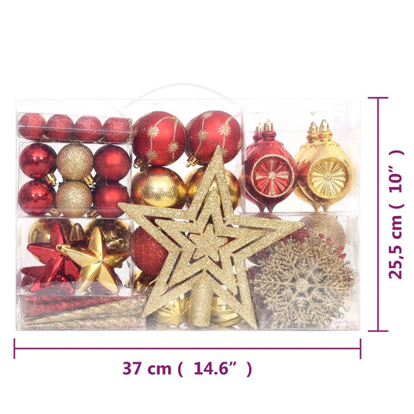 108-tlg. Weihnachtsbaumkugel Set Gold & Rot