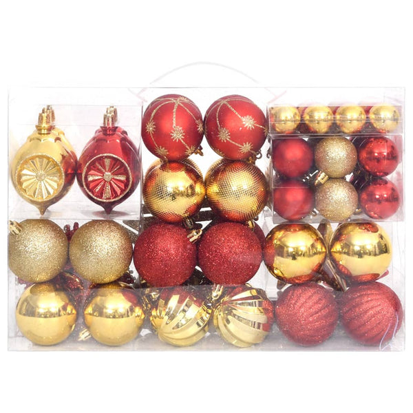 108-tlg. Weihnachtsbaumkugel Set Gold & Rot