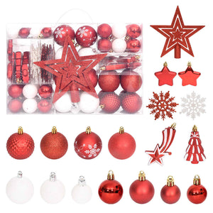 108-teiliges Weihnachtskugel-Set Rot/Weiß
