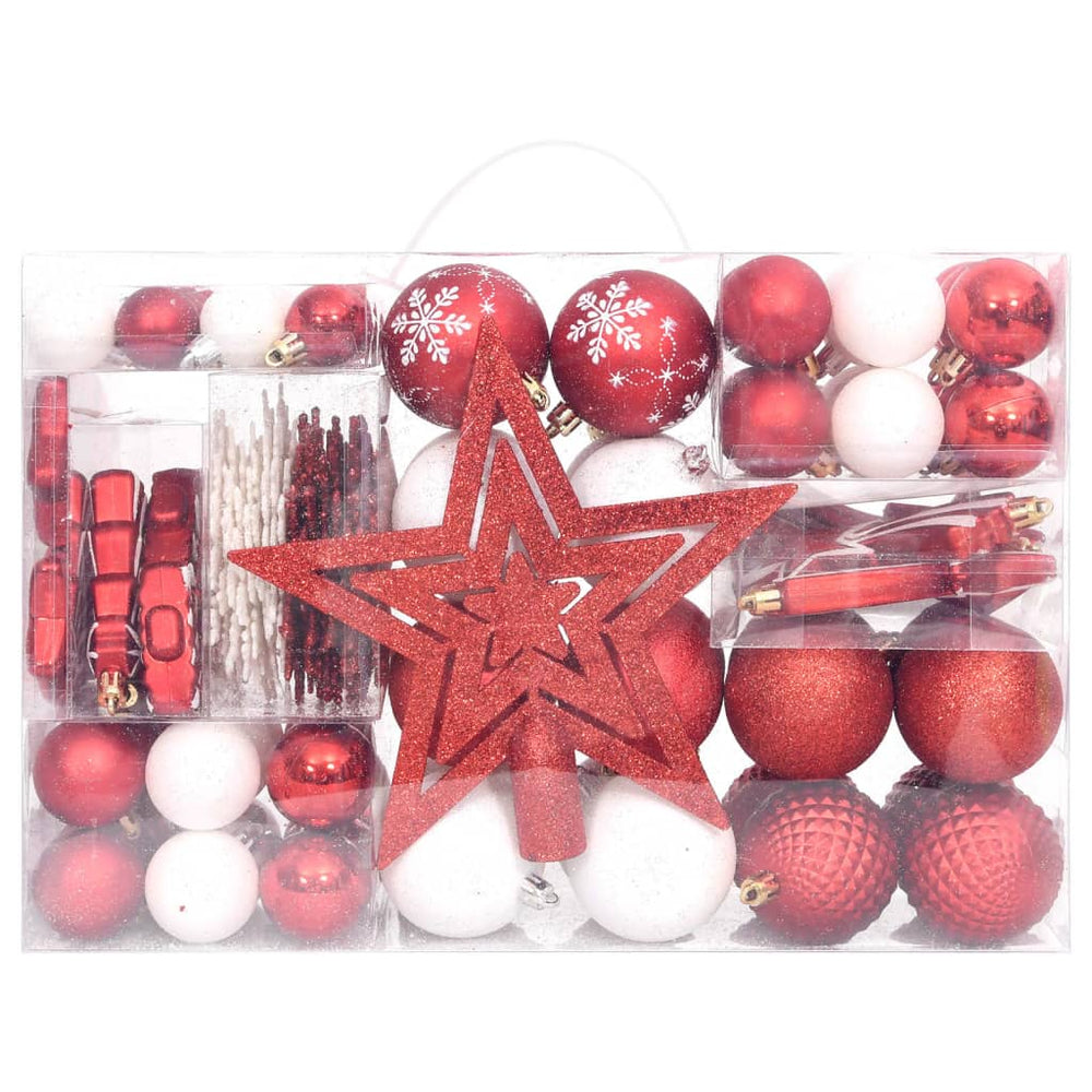 108-teiliges Weihnachtskugel-Set Rot/Weiß
