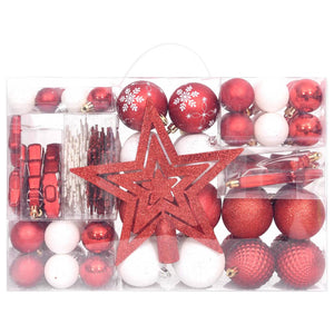 108-teiliges Weihnachtskugel-Set Rot/Weiß