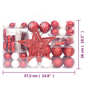108-teiliges Weihnachtskugel-Set Rot/Weiß
