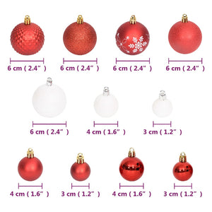 108-teiliges Weihnachtskugel-Set Rot/Weiß