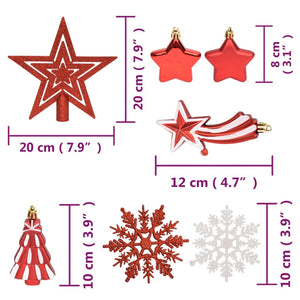 108-teiliges Weihnachtskugel-Set Rot/Weiß