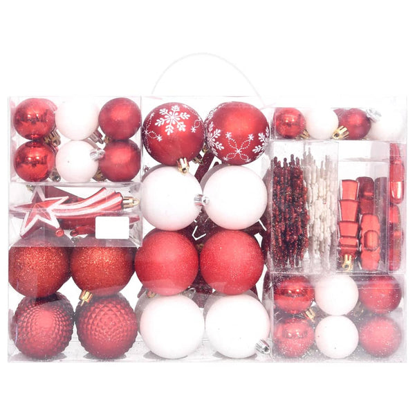 108-teiliges Weihnachtskugel-Set Rot/Weiß