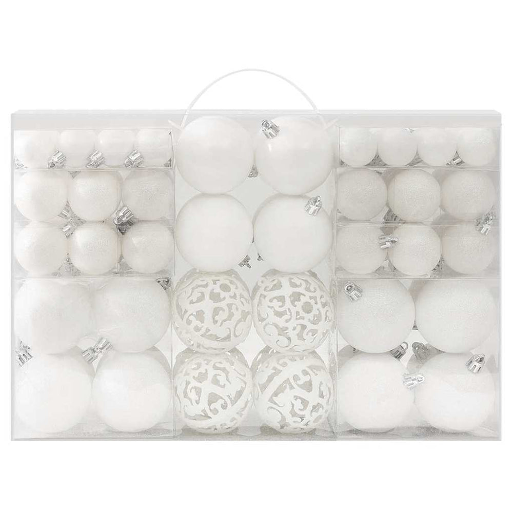 Weihnachtskugeln Set, 100-teilig, Weiß