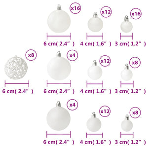 Weihnachtskugeln Set, 100-teilig, Weiß