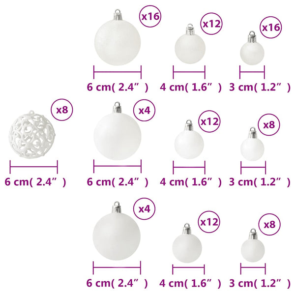 Weihnachtskugeln Set, 100-teilig, Weiß