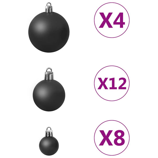 100er Weihnachtskugel Set - Schwarz