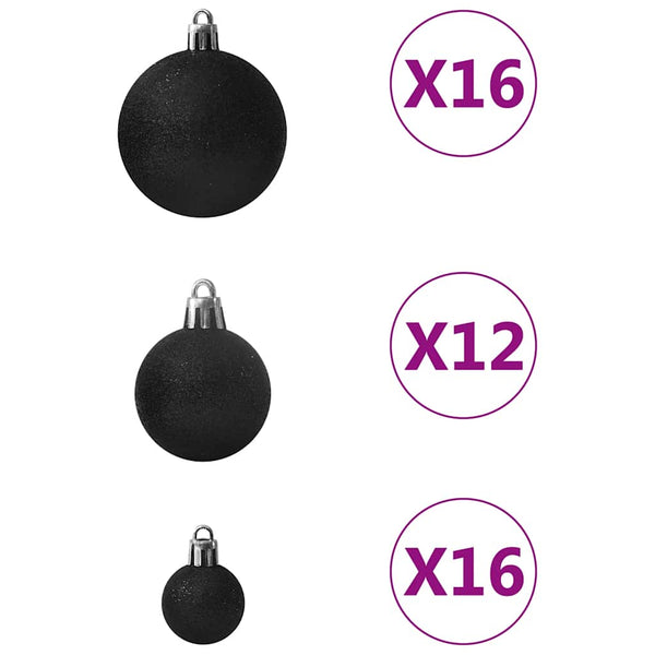 100er Weihnachtskugel Set - Schwarz