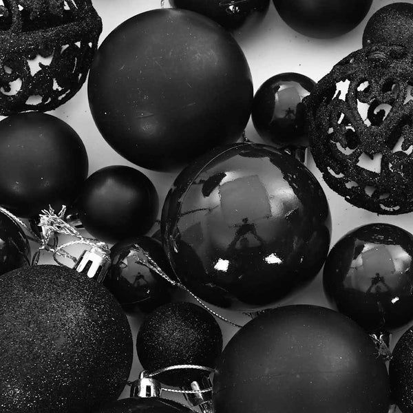 100er Weihnachtskugel Set - Schwarz