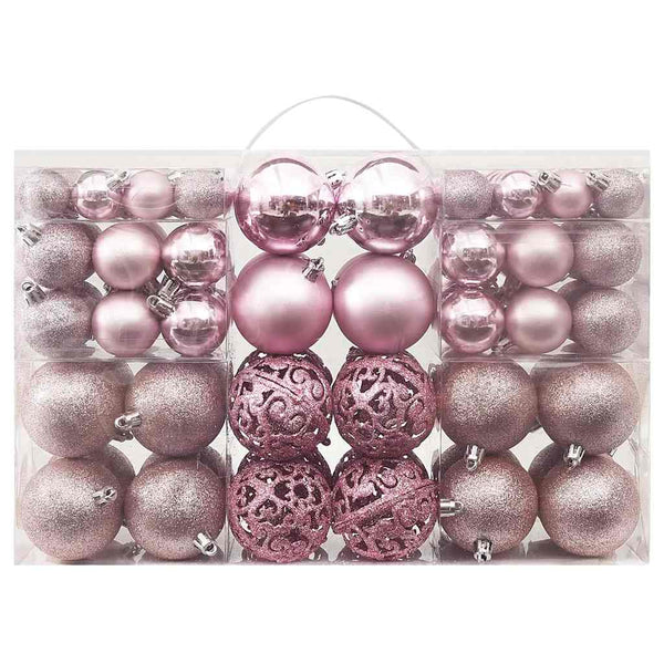 100-teiliges Weihnachtskugel-Set Rosa