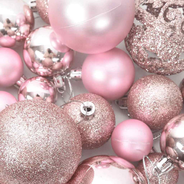 100-teiliges Weihnachtskugel-Set Rosa