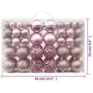 100-teiliges Weihnachtskugel-Set Rosa