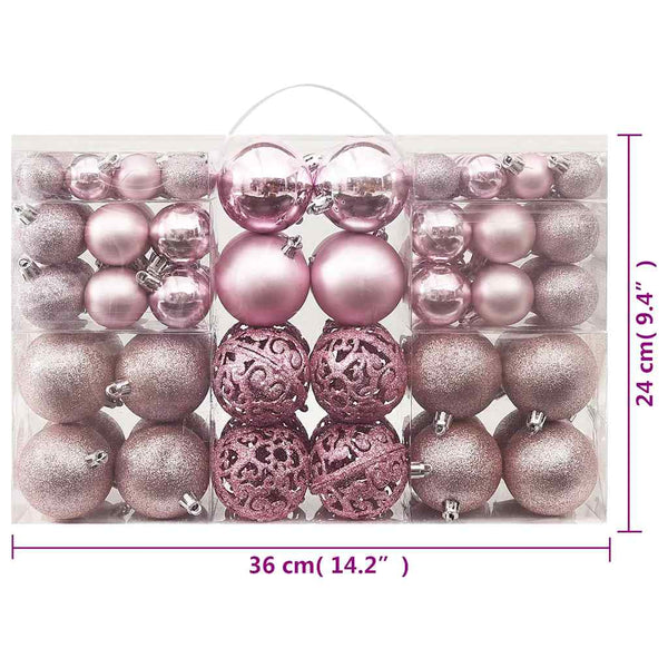 100-teiliges Weihnachtskugel-Set Rosa