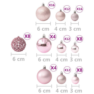 100-teiliges Weihnachtskugel-Set Rosa