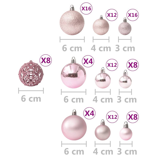 100-teiliges Weihnachtskugel-Set Rosa