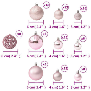 100-teiliges Weihnachtskugel-Set Rosa