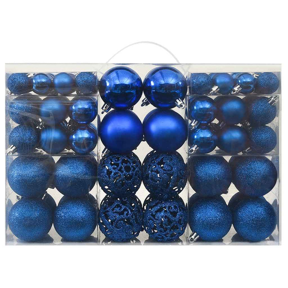 Blaues Weihnachtskugel-Set, 100-teilig