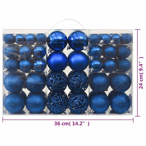 Blaues Weihnachtskugel-Set, 100-teilig