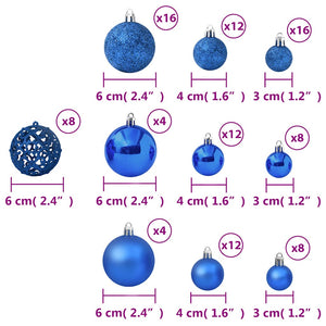 Blaues Weihnachtskugel-Set, 100-teilig