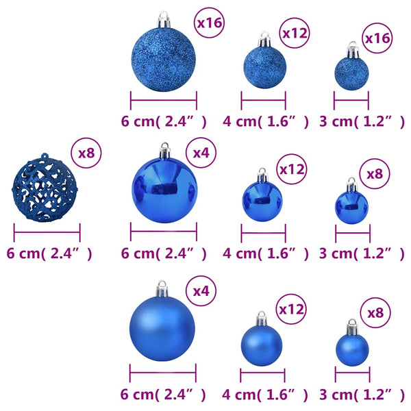 Blaues Weihnachtskugel-Set, 100-teilig