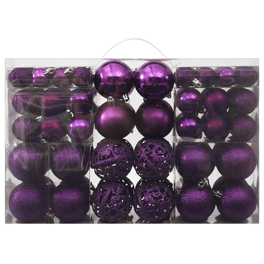 100-teiliges Weihnachtskugel-Set Lila