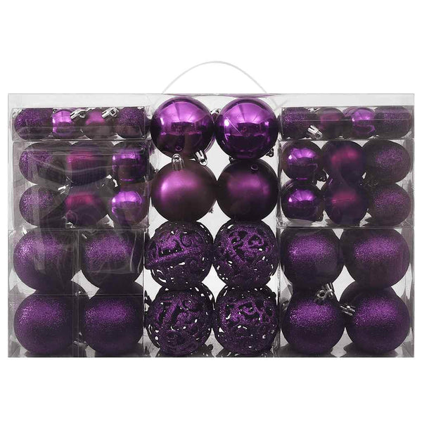 100-teiliges Weihnachtskugel-Set Lila
