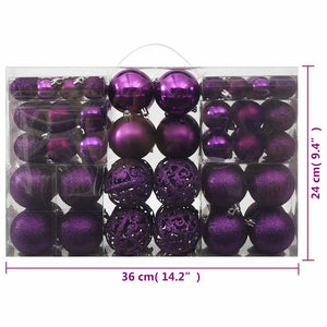 100-teiliges Weihnachtskugel-Set Lila