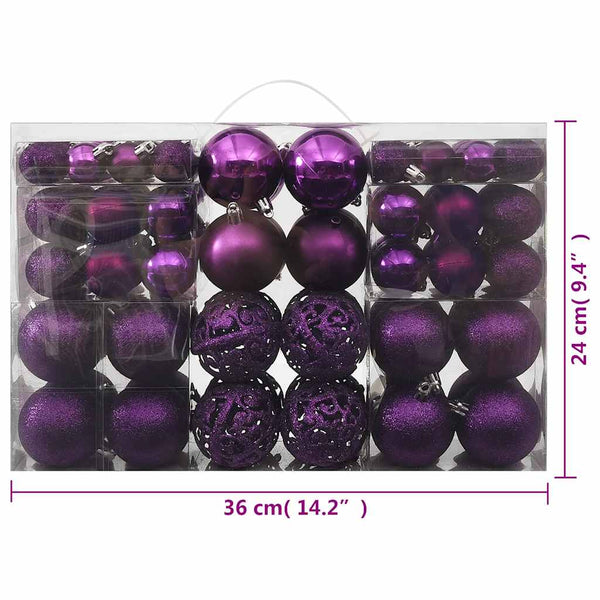 100-teiliges Weihnachtskugel-Set Lila