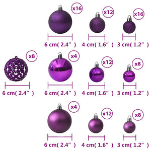 100-teiliges Weihnachtskugel-Set Lila