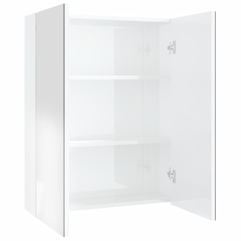 Spiegelschrank Bad 60 cm, Weiß Glänzend