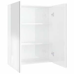 Spiegelschrank Bad 60 cm, Weiß Glänzend