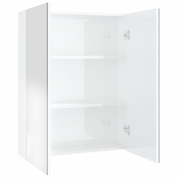 Spiegelschrank Bad 60 cm, Weiß Glänzend