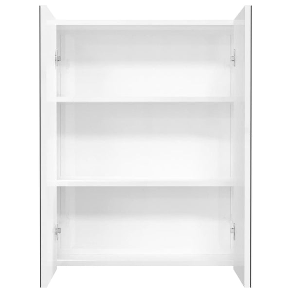 Spiegelschrank Bad 60 cm, Weiß Glänzend