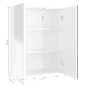 Spiegelschrank Bad 60 cm, Weiß Glänzend