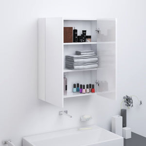 Spiegelschrank Bad 60 cm, Weiß Glänzend