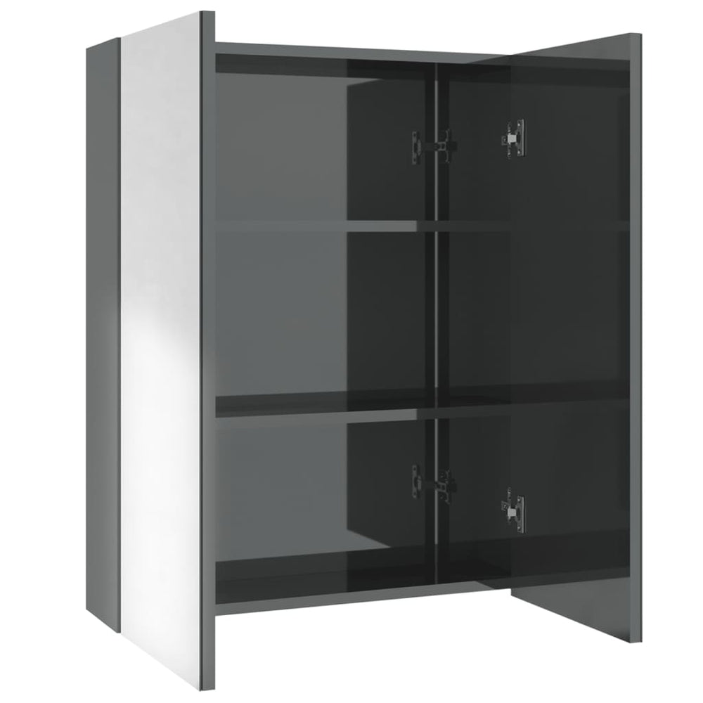 Spiegelschrank Grau Glänzend 60 cm