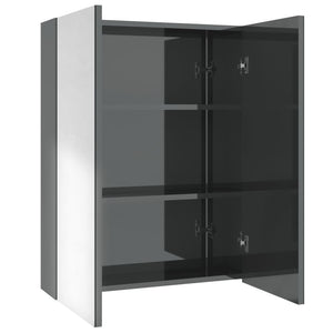 Spiegelschrank Grau Glänzend 60 cm