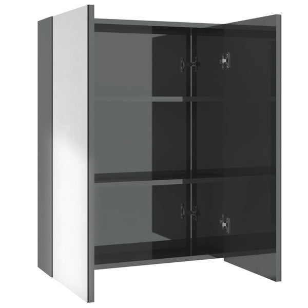 Spiegelschrank Grau Glänzend 60 cm