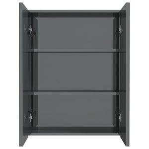 Spiegelschrank Grau Glänzend 60 cm