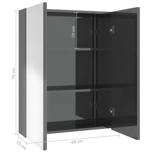 Spiegelschrank Grau Glänzend 60 cm
