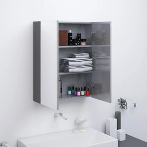 Spiegelschrank Grau Glänzend 60 cm